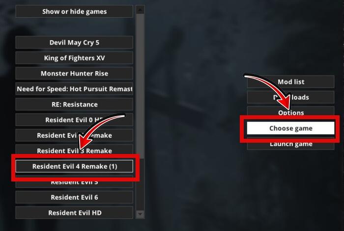 Fluffy Mod Manager configurado para Resident Evil 4 Remake